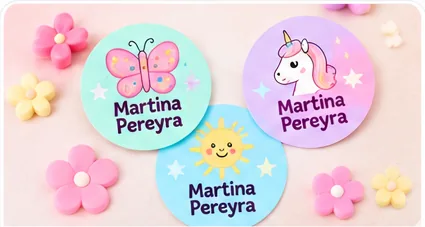 Etiquetas redondas con diseño
