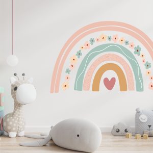Vinilo Decorativo Infantil Arcoiris Flores 90cm X 60cm