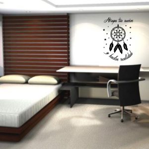 Vinilo Hogar Pared Atrapasueños Con Frase Decorativo 85x60cm