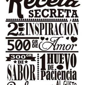 Vinilo Frase Cocina Receta Secreta Decoracion 60x40cm