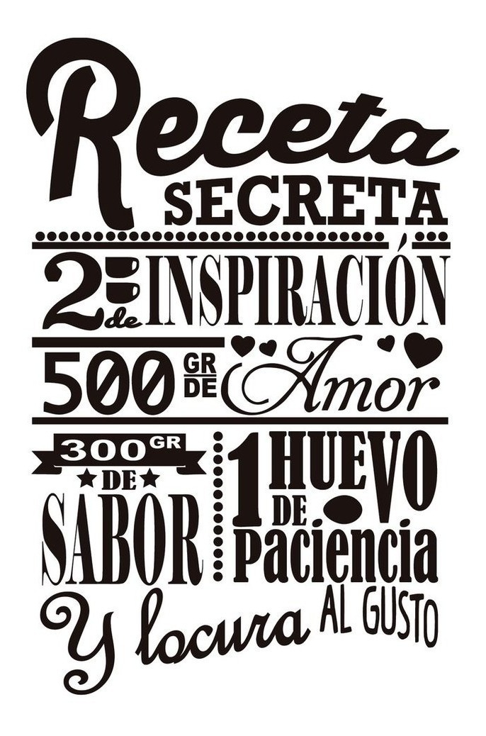 Vinilo Frase Cocina Receta Secreta Decoracion 60x40cm