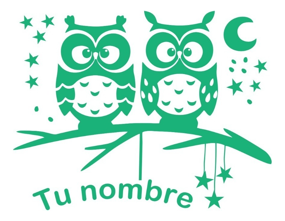 Vinilo Sticker un color Infantil Buho Decoración Personalizada Con Nombre - Imagen 13