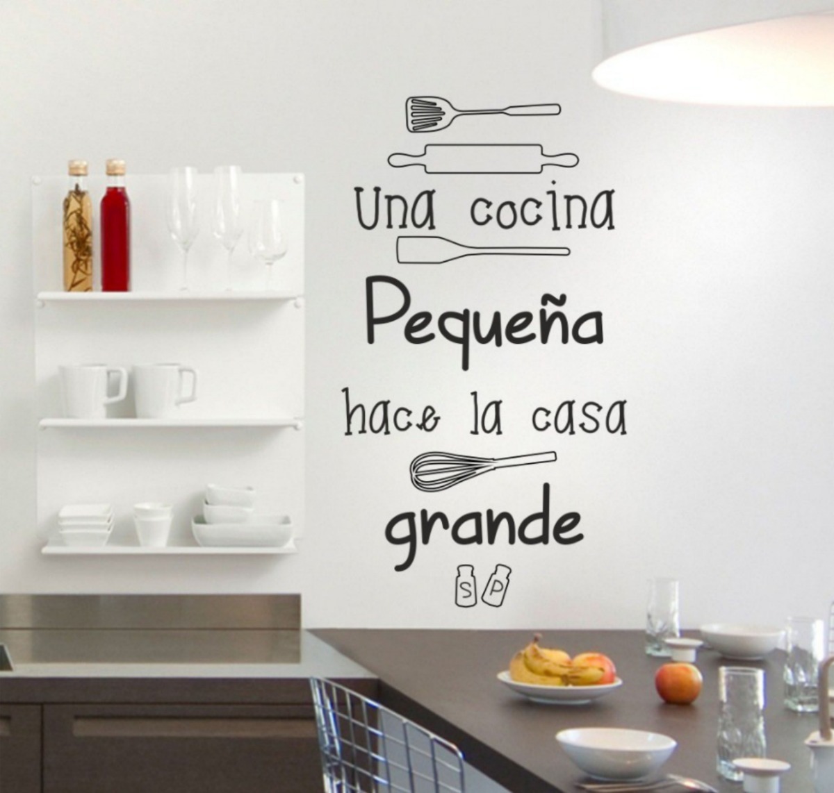 Vinilo Cocina Frase Una Cocina Pequeña Decorativo - Imagen 2