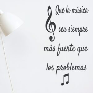 Vinilo Decoracion Frase La Musica Sea Mas Fuerte 1mx60cm