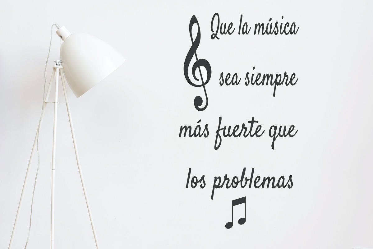 Vinilo Decoracion Frase La Musica Sea Mas Fuerte 1mx60cm