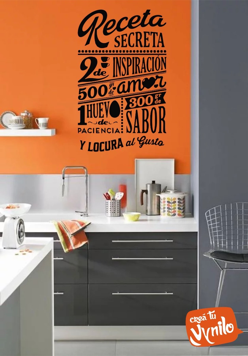 Vinilo Frase Cocina Receta Secreta Decoracion 60x40cm - Imagen 4