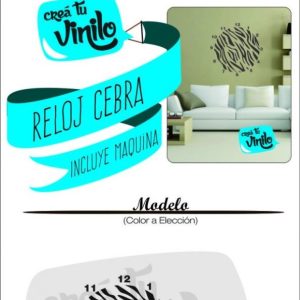 Vinilos Reloj Cebra Decorativo Chico 30cm
