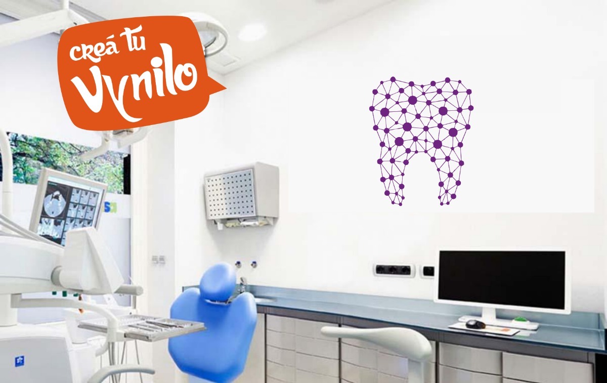 Vinilo Dentista Muela Origami Decorativo Pared Vidriera
