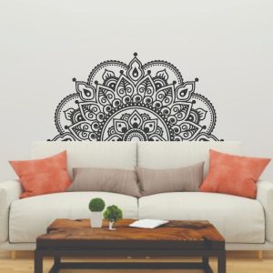 Vinilo Decorativo Pared Medio Mandala 1.20m.x60cm N/b