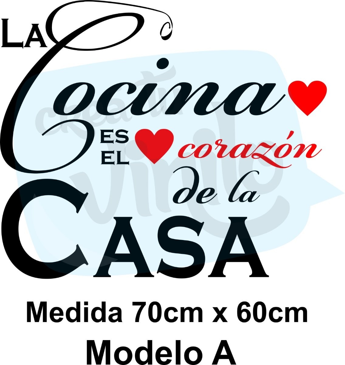 Vinilo Sticker un color Decorativo Frase La Cocina Es.. Pared Vidriera - Imagen 3