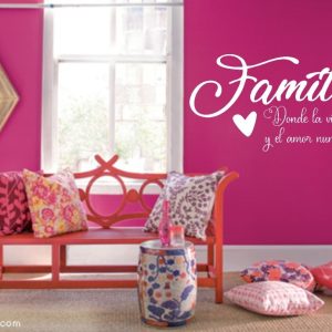 Vinilo Decorativo Frase Familia Pared Living Cuarto70cmx30cm