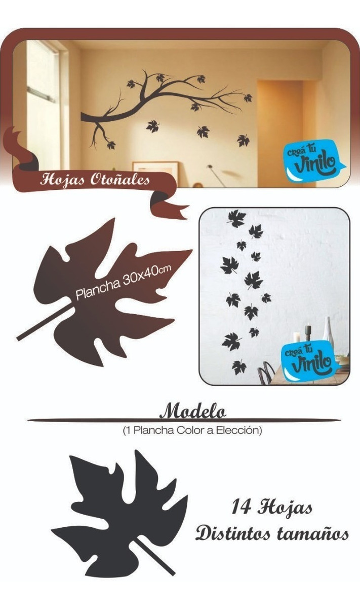 Vinilo Decorativo Hojas Otoñal Plancha 40x30cm - Imagen 3
