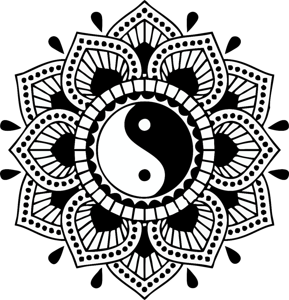 Vinilo Decorativo Pared Yin Yang, Paz, Mandala 60x60cm - Imagen 2