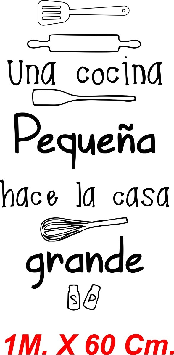 Vinilo Cocina Frase Una Cocina Pequeña Decorativo - Imagen 3