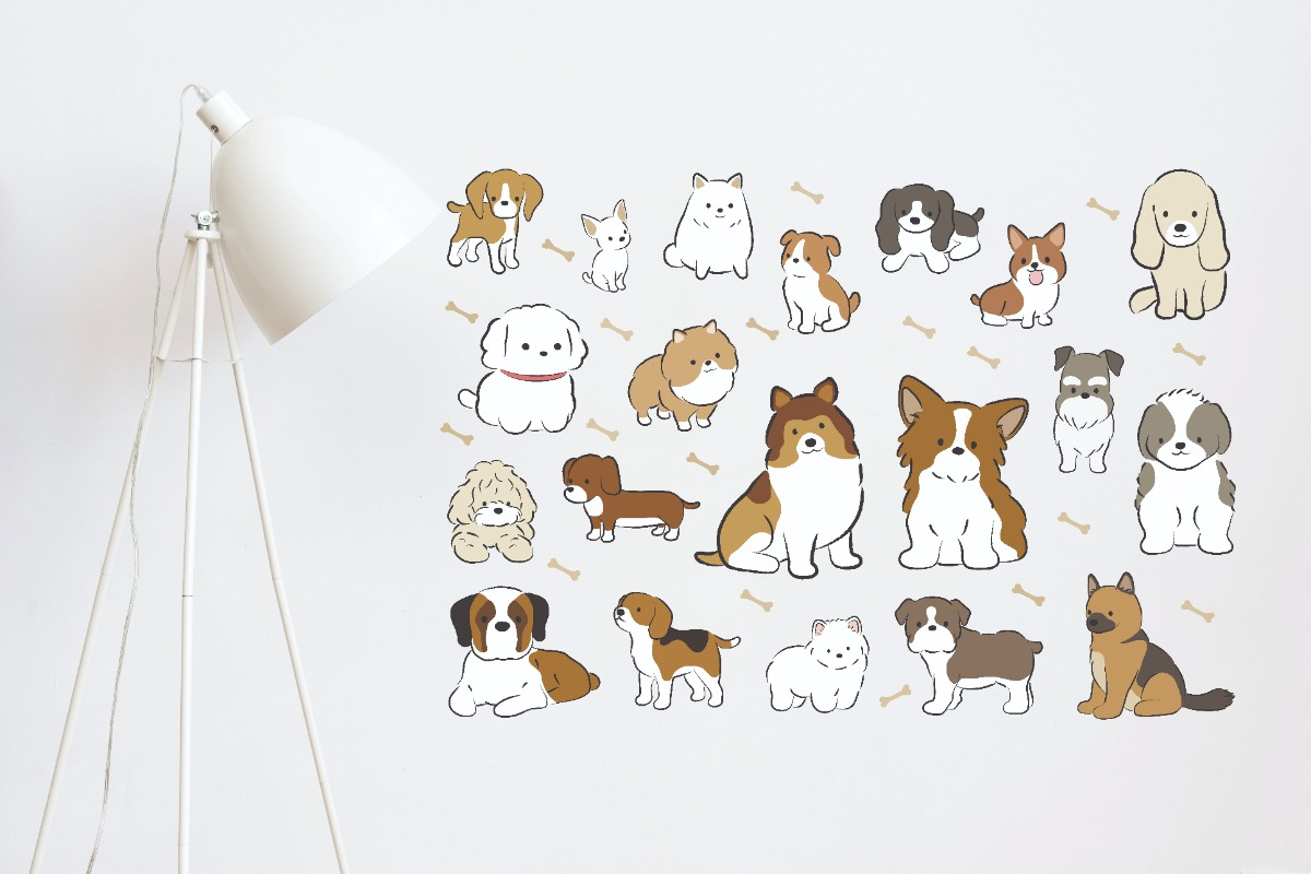Vinilo Sticker Full color Decorativo Infantil Perros 80cm X 60cm