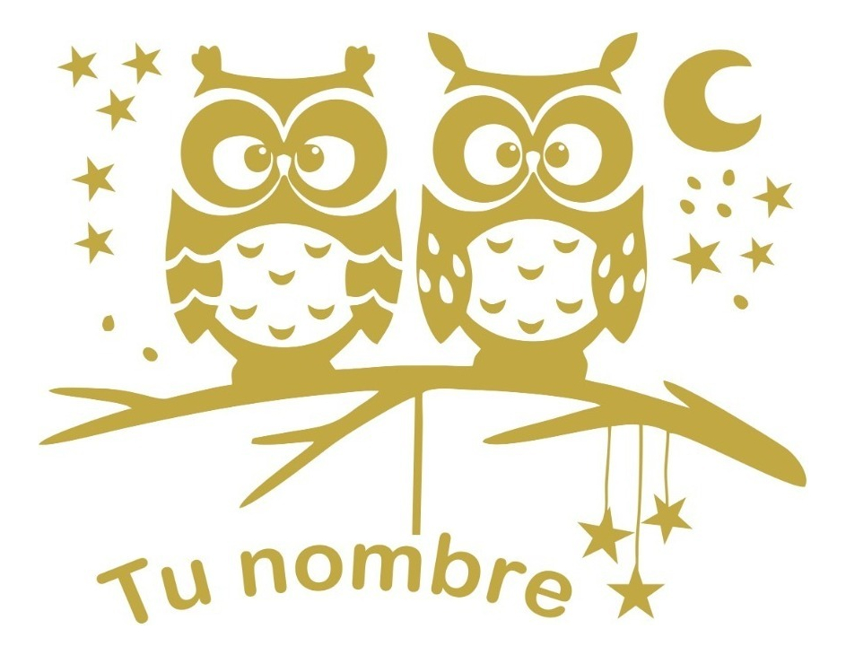Vinilo Sticker un color Infantil Buho Decoración Personalizada Con Nombre - Imagen 28