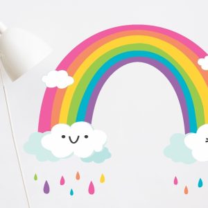 Vinilo Infantil Arcoiris, Nubes Decoración 1mt X 80cm