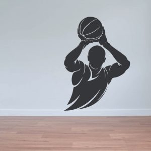 Vinilo Decorativo Pelota Basquet Rompe Pared Deporte 40x40b2