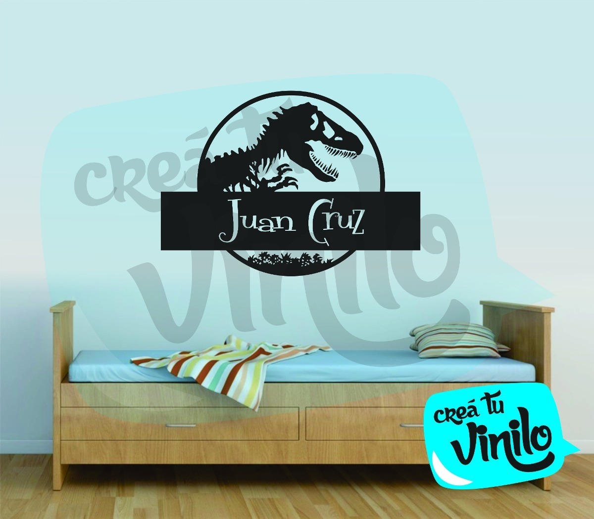 Vinilo Dormitorio Jurassic Park, World Con Nombre Decorativo - Imagen 2