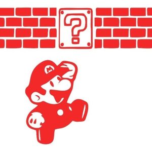 Vinilos Infantil Mario Bros Y Ladrillos Decorativo 60x90cm