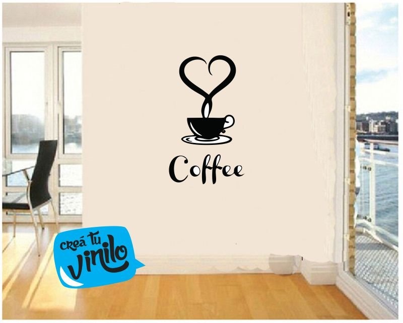 Vinilo Cocina Coffee Corazon Decoracion Pared 65cm