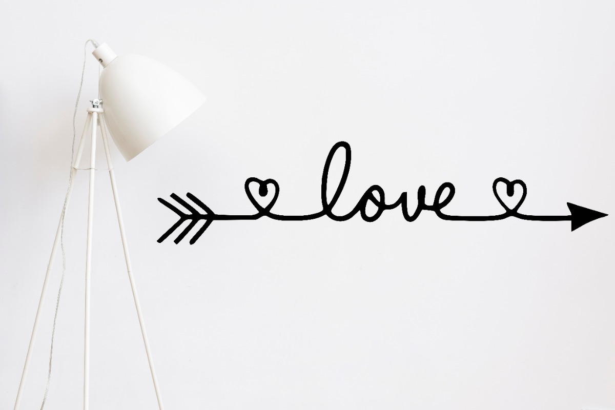 Vinilo Sticker un color Decorativo Pared Love Flecha Grande 1.35mts X 60cm