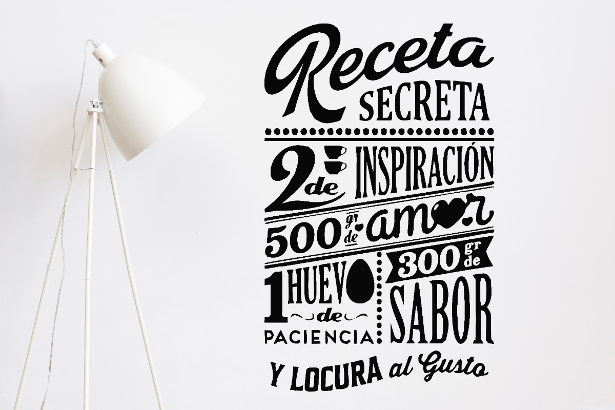 Vinilo Frase Cocina Receta Secreta Decoracion 60x40cm - Imagen 2