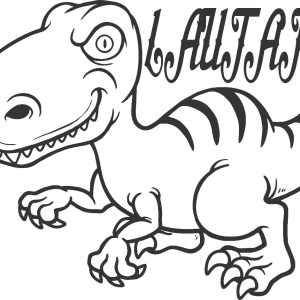 Vinilo Infantil Dinosaurio Velociraptor Con Nombre 75x60cm