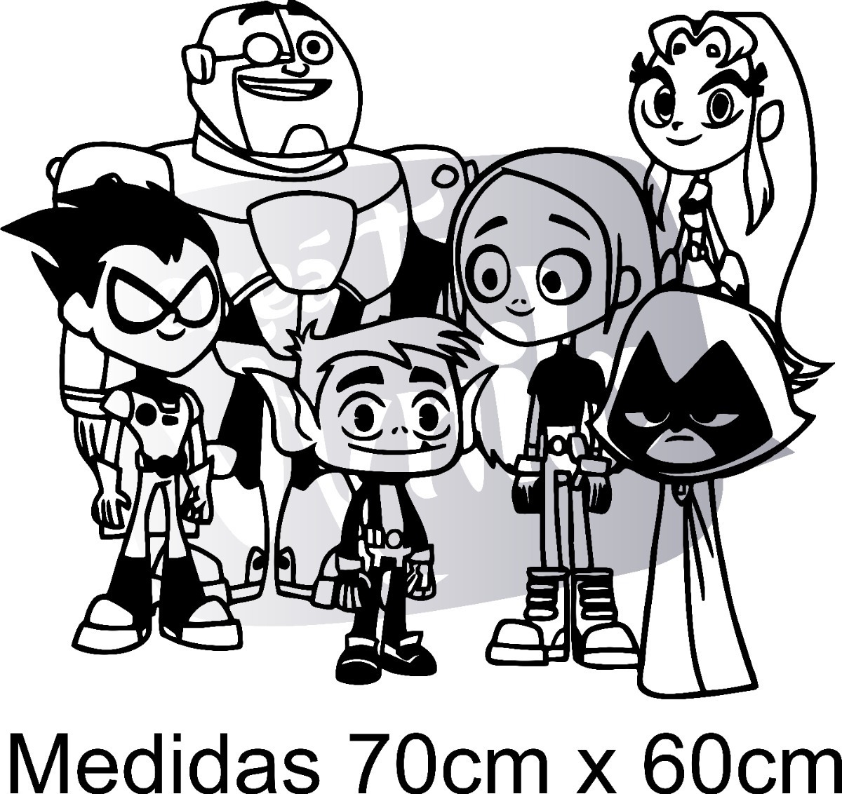 Vinilo Sticker un color Decorativo Infantil Jovenes Titanes Teen Titans 70cm - Imagen 3