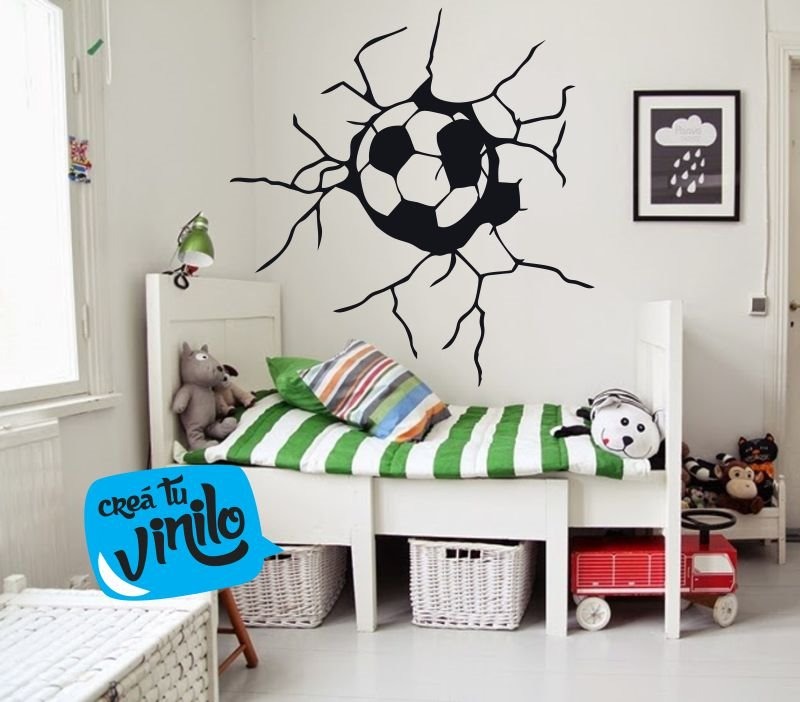 Vinilo Decorativo Infantil Futbol Pelota Rompe Pared 60x60cm - Imagen 2