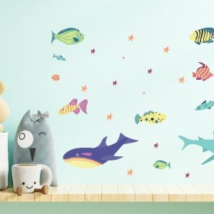 Vinilo Infantil Animales Fondo Del Mar Plancha 1mt X 60cm