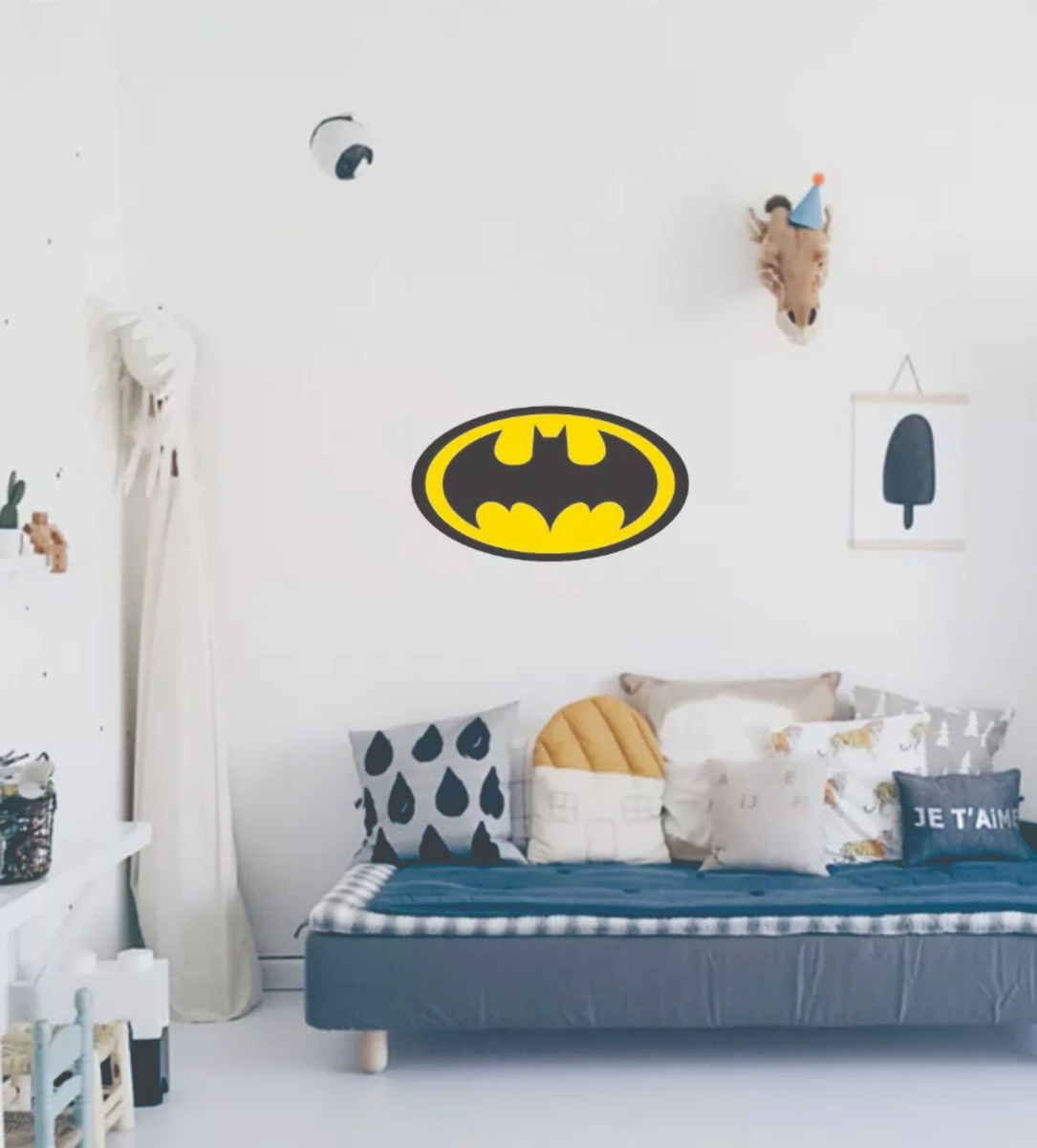 Vinilos Infantil Logo Batman En Color Decorativo 60x35cm