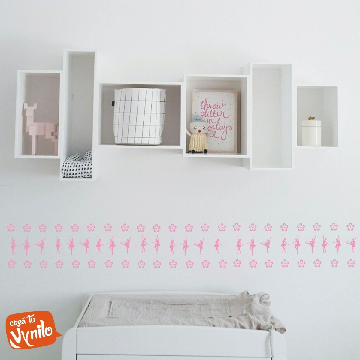 Vinilo Decorativo Infantil Bailarinas De Ballet Flores - Imagen 2