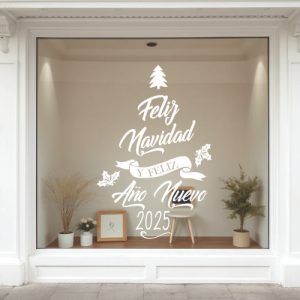 Vinilo Decorativo Feliz Navidad Y Año Nuevo Vidriera