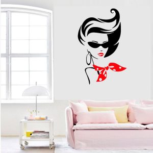 Vinilos Peluqueria Salon Mujer Dos Colores Pared Vidriera M3