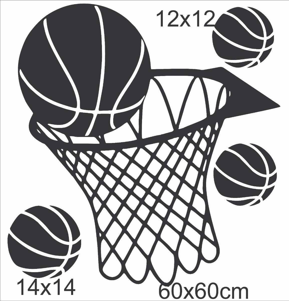 Vinilo Decorativo Pelota Basquet Mod.2 Pared Deporte 60x60 - Imagen 2