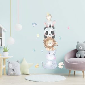 Vinilo Infantil Animales Acuarela Plancha 1mt X 25cm