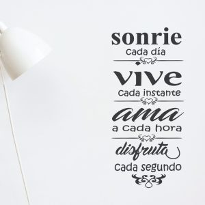 Vinilo Frase Sonrie Cada Día Decoracion Hogar 1.16mts X 60cm
