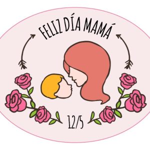 Vinilo Decoracion Vidriera Día De La Madre Flores Mama Hijo