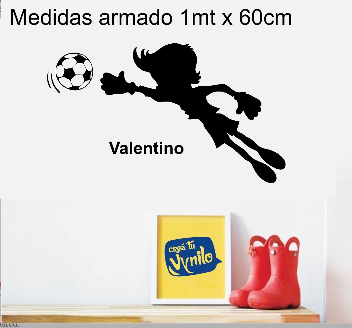 Vinilo Adhesivo Futbol Jugador Pelota Pared Mod.b 1mtx60cm - Imagen 2