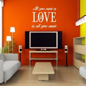 Vinilo Decorativo Frase All You Need The Beatles M1 65cm