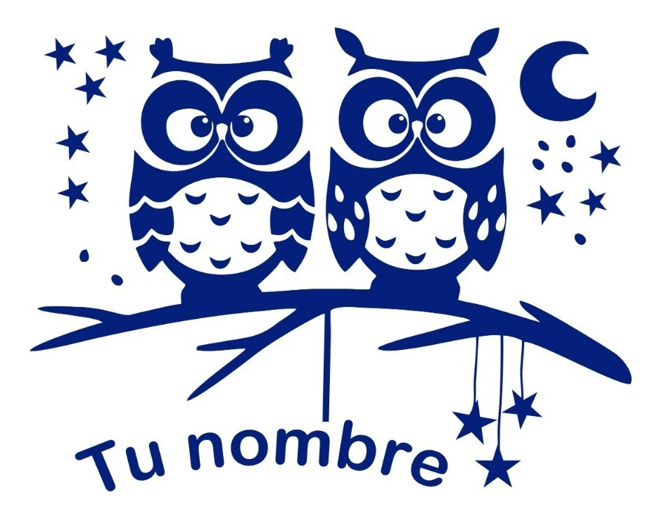 Vinilo Sticker un color Infantil Buho Decoración Personalizada Con Nombre - Imagen 9