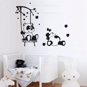 Vinilo Infantil Rama Pandas Decorativo Creá Tu Vynilo 75x60c