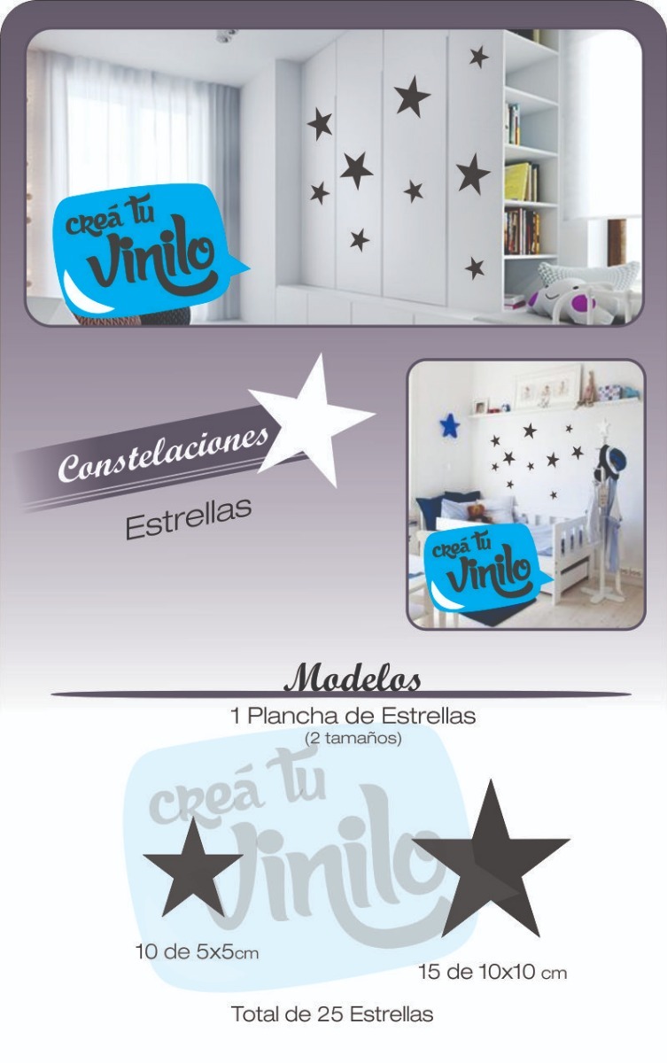 Vinilo Decorativo Estrellas Plancha 25 Unidades En 2 Tamaños - Imagen 5