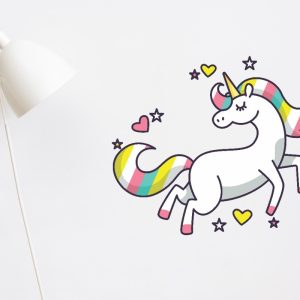 Vinilo Decorativo Infantil Unicornio Blanco Niña 70x60cm