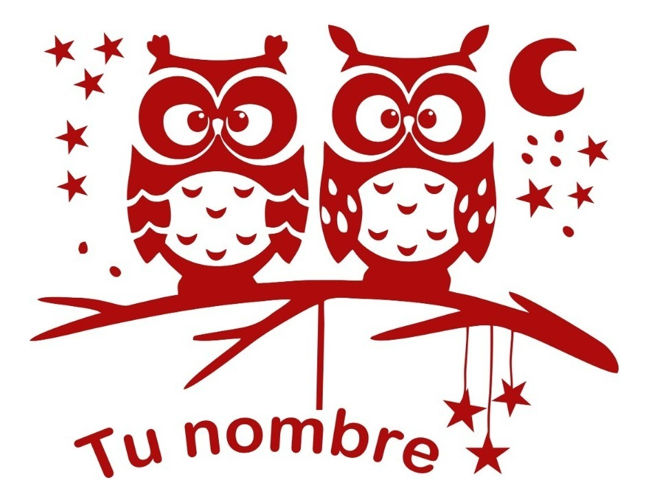 Vinilo Sticker un color Infantil Buho Decoración Personalizada Con Nombre - Imagen 26