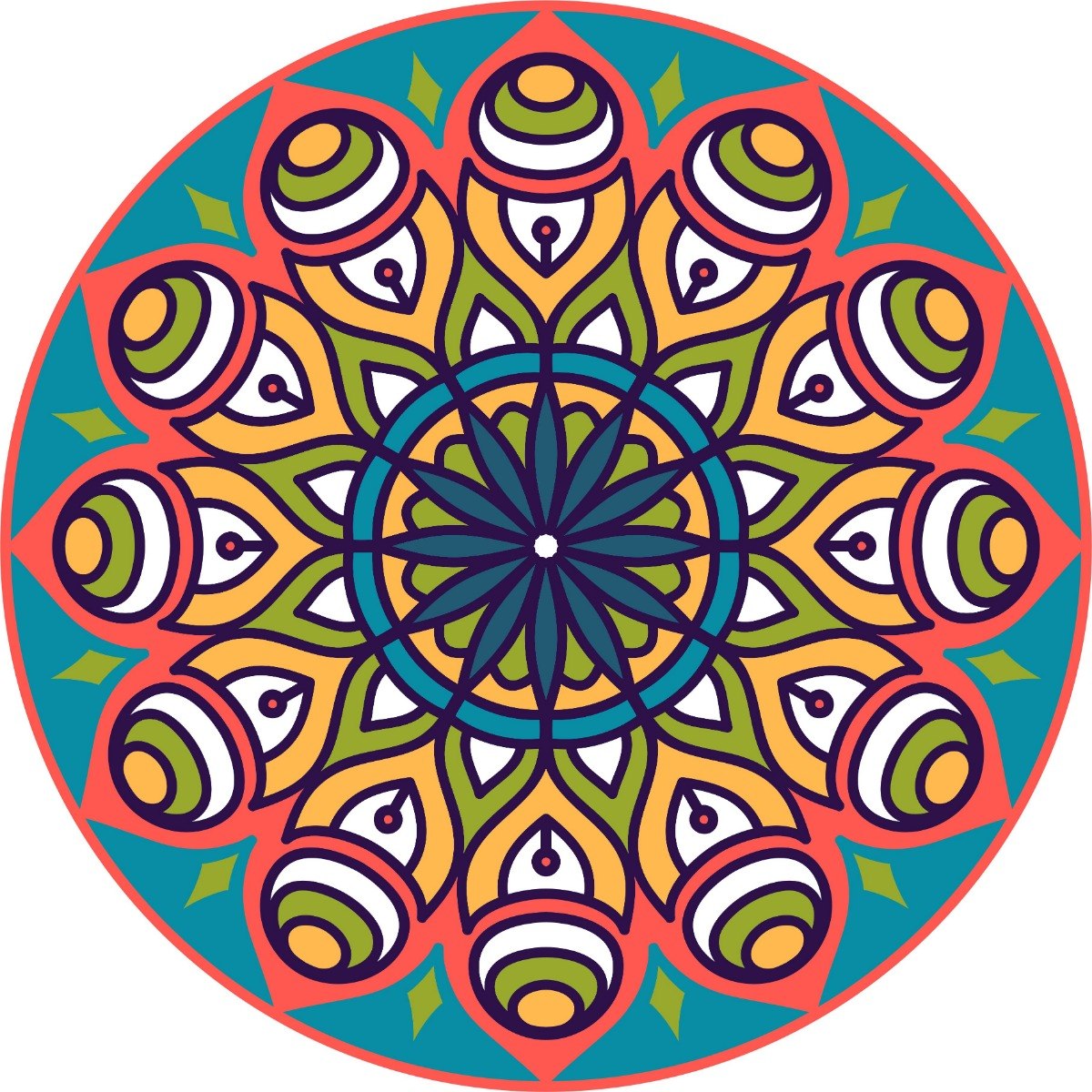 Vinilo Sticker Full color Mandala Decorativo Mural Pared 50x50cm Modelo N
