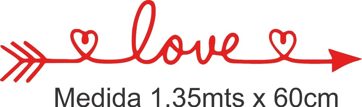 Vinilo Sticker un color Decorativo Pared Love Flecha Grande 1.35mts X 60cm - Imagen 3