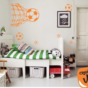 Vinilo Infantil Futbol Pelota Gol Red Decorativo Pared 95cm