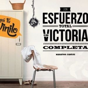 Vinilo Frase Esfuerzo Victoria Gandhi Decorativo 70cm